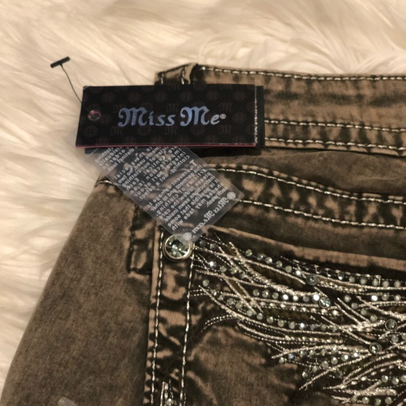 NEW Olive Green Skinny Miss Me Jeans - Picture 5 of 6
